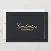 Invitation Sophistiqué Black Gold Graduation Party (Dos)