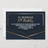 Invitation Sophistiqué Blue Gold 75e Anniversaire Surprise (Devant)