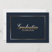 Invitation Sophistiqué Blue Gold Graduation Party (Dos)
