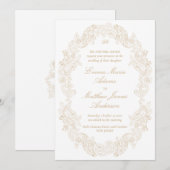 Invitation Sophistiqué Classic Script Champagne Mariage (Devant / Derrière)