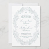 Invitation Sophistiqué Classic Script Dusty Blue Mariage (Devant)