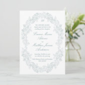 Invitation Sophistiqué Classic Script Dusty Blue Mariage (Debout devant)