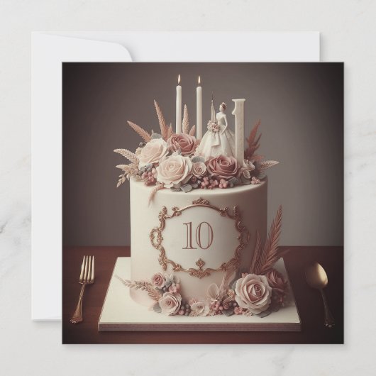 INVITATION SOPHISTIQUÉ MARIAGE ANNIVERSAIRE ÉDITABLE (Devant)