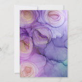 Invitation Sophistiqué Mariage Floral d'or violet (Dos)