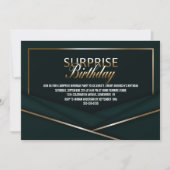Invitation Sophistiqué Or Vert Surprise Anniversaire (Devant)