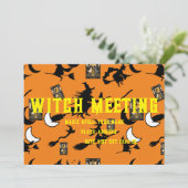 Invitation Sorcier chat noir lune bloomstick (Debout devant)