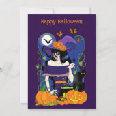 Invitation Sorcière à crâne d'Halloween (Dos)