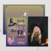 Invitation Sorcière Anniversaire Prêt Filles Filles Rose Phot (Devant / Derrière)