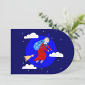 Invitation sorcière befana broomrider spookmas (Debout devant)