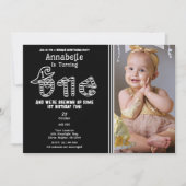 Invitation Sorcière blanche noire Halloween Photo 1er anniver (Devant)