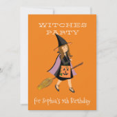 Invitation Sorcière Brunette Halloween fête d'anniversaire (Devant)