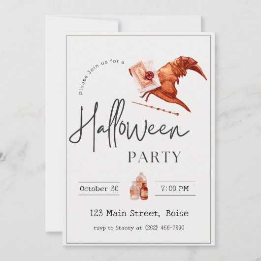 Invitation Sorcière Casquette Automne Halloween Party (Devant)