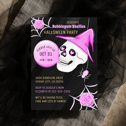 Invitation Sorcière Casquette Bubblegum Skellies Halloween Pa