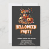 Invitation Sorcière Casquette Citrouille Crâne Boire Hallowee (Devant)