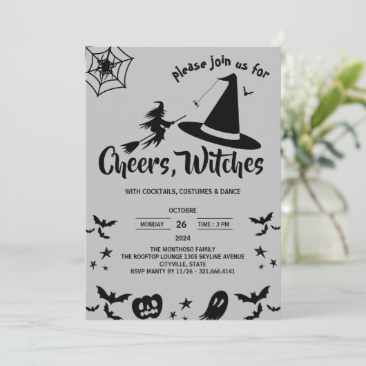 Invitation Sorcière Casquette Custome Adulte Halloween Party (Debout devant)