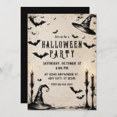 Invitation Sorcière Casquette fête d'Halloween (Devant / Derrière)