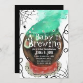 Invitation Sorcière Cauldron Éffrayant Baby shower de brouill (Devant / Derrière)