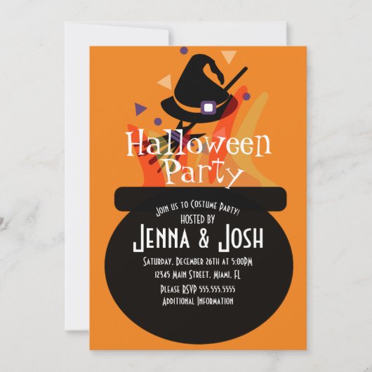 Invitation Sorcière Cauldron Éffrayant Halloween Costume Part (Devant)