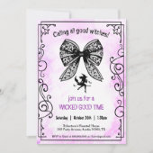 Invitation Sorcière Coquette Bow Halloween Filles Fête de nui (Devant)
