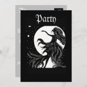 Invitation sorcière dansante au clair de lune halloween A.I.  (Devant / Derrière)