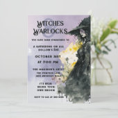 Invitation Sorcière d'aquarelle d'Halloween (Debout devant)