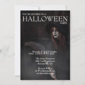 Invitation Sorcière de balai gothique moderne d'Halloween Gra (Devant)