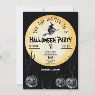 Invitation Sorcière de la fête d'Halloween Citrouilles Éffray