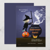 Invitation Sorcière de la fête d'Halloween et Cauldron (Devant / Derrière)