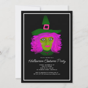 Invitation Sorcière de la fête du costume d'Halloween pour ad