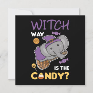 Invitation Sorcière d'éléphant Voie est la fée d'Halloween Jo