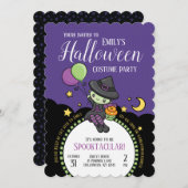Invitation Sorcière d'Halloween aimablement mignonne (Devant / Derrière)
