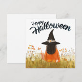 Invitation Sorcière d'Halloween dans un champ de fleurs (Devant / Derrière)