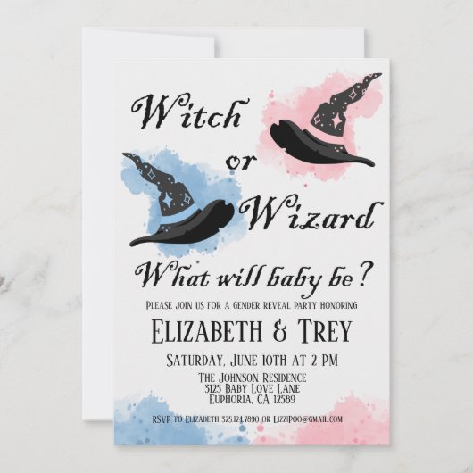 Invitation Sorcière d'Halloween ou Assistant Révélation de ge (Devant)