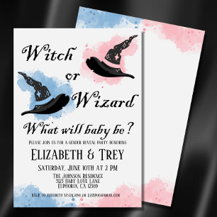 Invitation Sorcière d'Halloween ou Assistant Révélation de ge