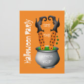 Invitation Sorcière drôle dans un chaudron Fête d'Halloween (Debout devant)