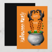 Invitation Sorcière drôle dans une fête d'Halloween de chaudr (Devant / Derrière)