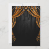 Invitation Sorcière et rideau noir & orange Anniversaire (Dos)