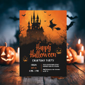 Invitation Sorcière et soirée Citrouille