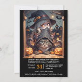 Invitation Sorcière et son chat Halloween Party (Devant)