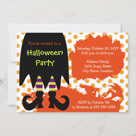 Invitation Sorcière fête d'Halloween (Devant)