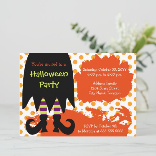 Invitation Sorcière fête d'Halloween (Debout devant)