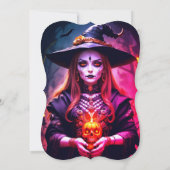 Invitation Sorcière gothique de la fête d'Halloween adulte mo (Dos)