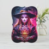 Invitation Sorcière gothique de la fête d'Halloween adulte mo (Debout devant)