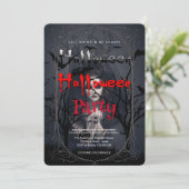 Invitation Sorcière gothique du parti d'Halloween et maison h (Debout devant)