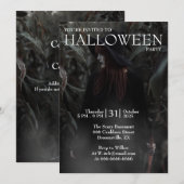 Invitation Sorcière Gothique Moderne d'Halloween dans une For (Devant / Derrière)