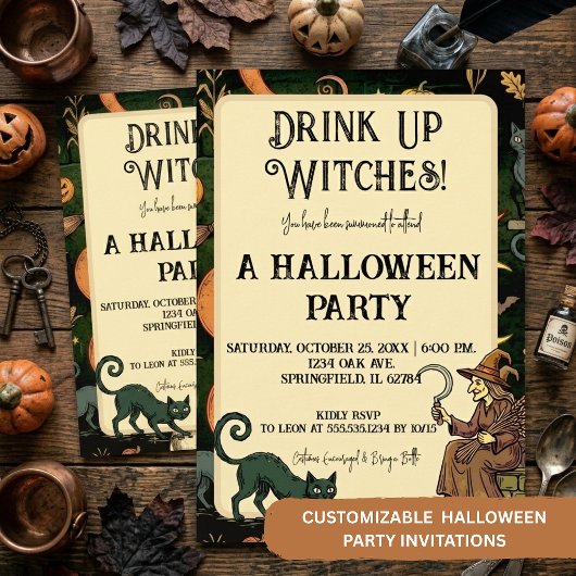 Invitation Sorcière Halloween | Soirée Cocktail de Sorcière M