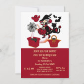 Invitation Sorcière Halloween Spider Web Citrouilles Annivers (Devant)