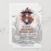 Invitation Sorcière Jack-O-Lanterns Fête du costume d'Hallowe (Devant / Derrière)