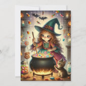 Invitation Sorcière lunaire mignonne Halloween Traitements (Dos)