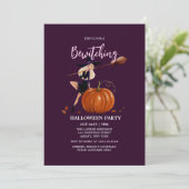 Invitation Sorcière magique Gouache Halloween Costume Party (Debout devant)